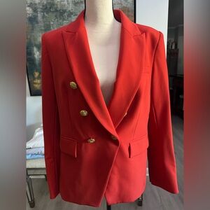 Veronica Beard Women's Red Dickey Blazer with Gold Buttons